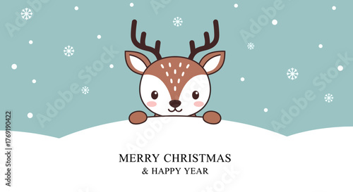 Festive Cheer Adorable Reindeer Illustration for Christmas and New Year Wishes