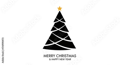 Minimalist Christmas Tree Design with Star Topper Greeting