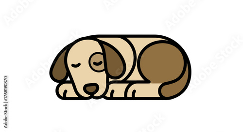 Tranquil Canine A Sleeping Dog Illustration with a Serene and Peaceful Aura
