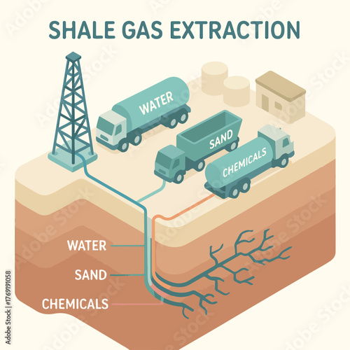 Shale Gas Extraction Process Illustration