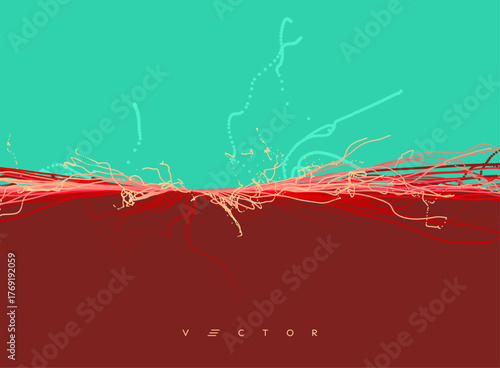 Point explode. Dynamic emitted particles. Abstract background. Vector illustration.