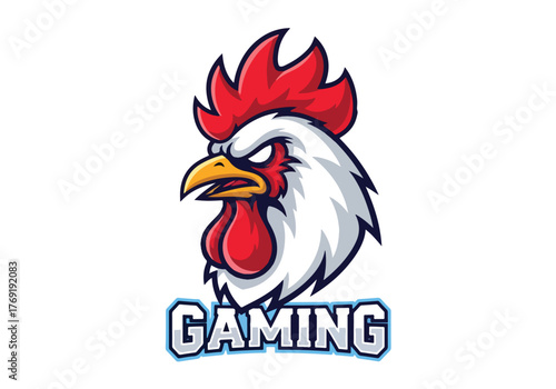 Aggressive rooster gaming mascot logo for esports - Gaming logo - Gaming Mascot - esport mascot stock illustration