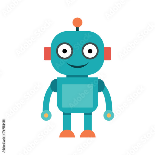 Cute blue robot character vector illustration  technology mascot design