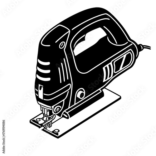 a flat-style vector icon of a black electric sander silhouette, no background, minimal clean design
