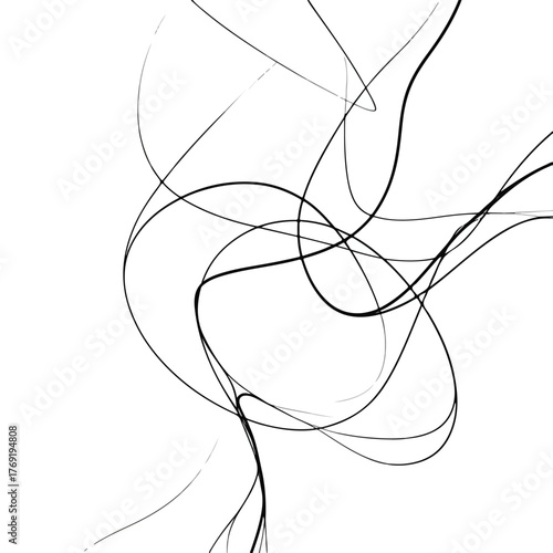 Abstract Flowing Curved Shapes Line Art