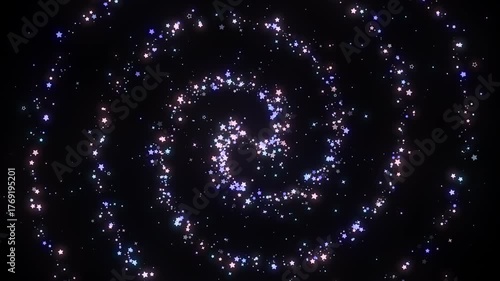 Cartoon glowing stars swirl animation. (loop)