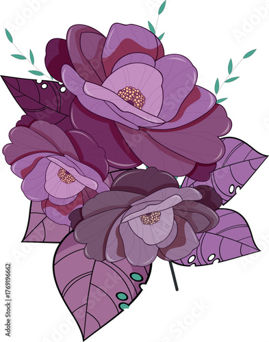 Blooming Purple Flowers Vector Design