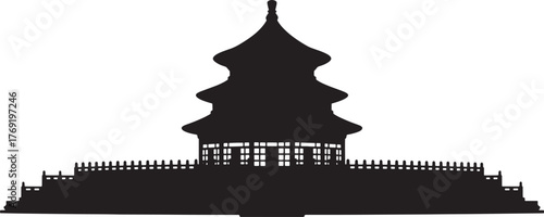 Temple of Heaven Silhouette Vector Ancient Chinese Imperial Sacrificial Place Design