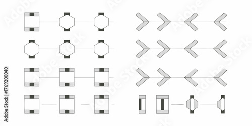 Optical illusion demonstration showing different geometric shapes and arrow patterns in rows