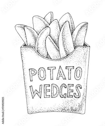 Potato wedges hand drawn vector