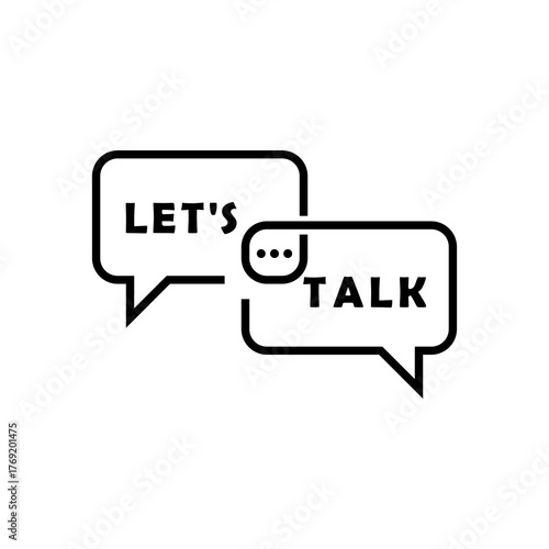 Speech bubble message let's talk concept icon isolated on white background