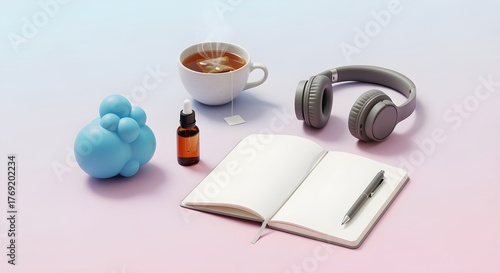 Flat lay of stress relief tools 