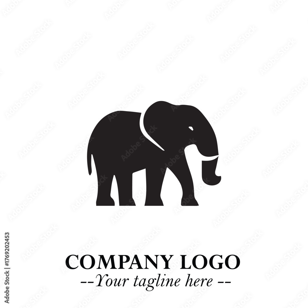 Obraz premium Majestic Elephant Logo Symbol in Black on White Background with Elegant Minimalist Modern Design