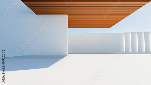 Minimalist architectural style car background rendered in 3D