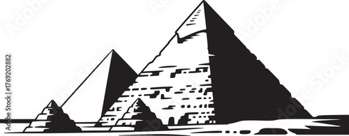Ancient Egyptian Pyramids Landmark Architecture Silhouette Illustration Vector Design