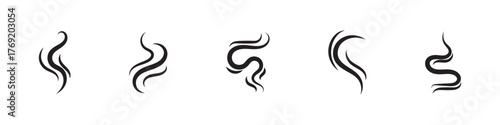 steam smoke set vector silhouette on white background.