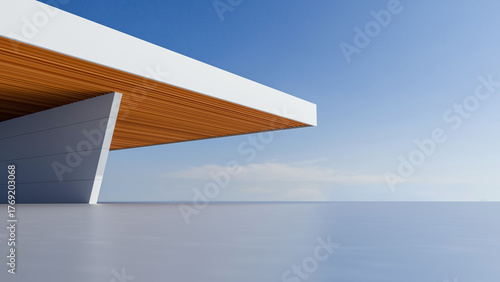 Minimalist architectural style car background rendered in 3D