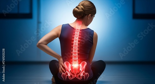 Radiating Spine and Pelvis Pain Illustration Showing Inflammation and Discomfort