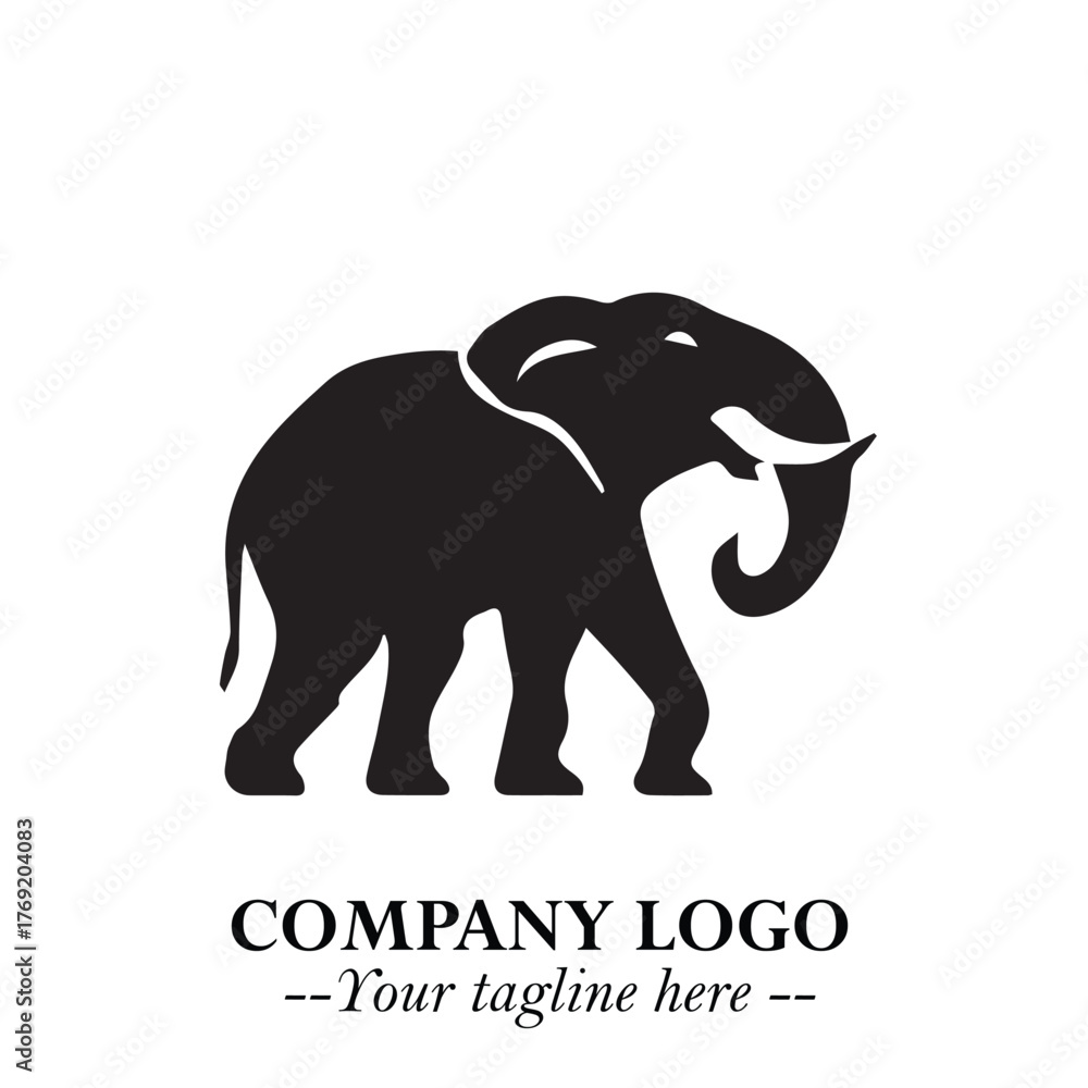 Obraz premium Majestic Elephant Logo Symbol in Black on White Background with Elegant Minimalist Modern Design