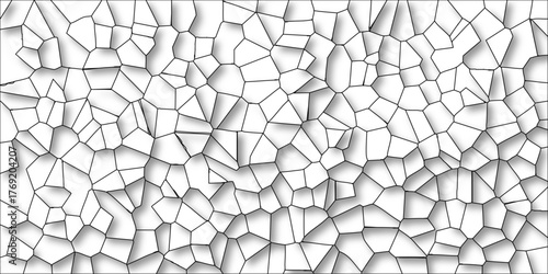 Detailed Polygonal Cell Pattern With Black Outlines And Soft Shadows On White Background vector illustration