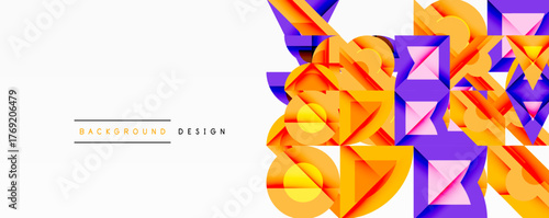 Abstract geometric shapes, vibrant colors, dynamic composition. Modern design element for backgrounds, presentations, branding.