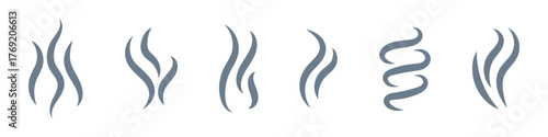 steam smoke set vector silhouette on white background.