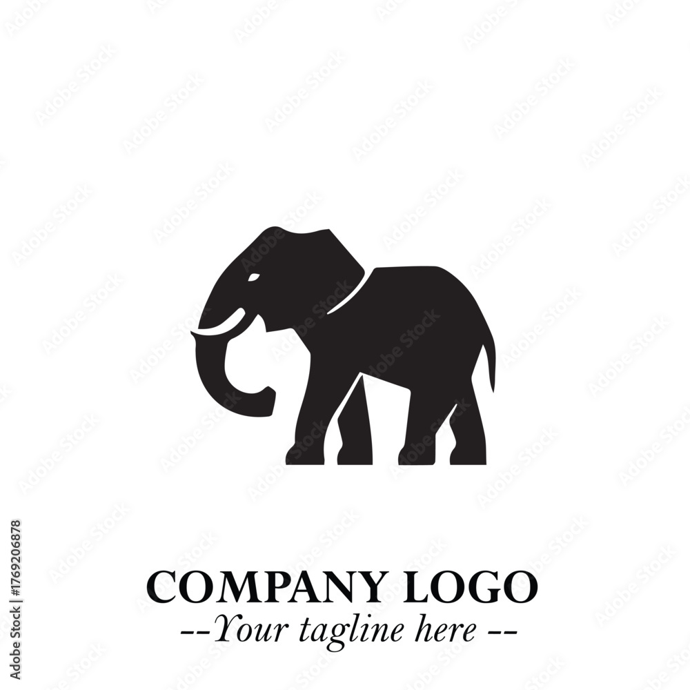 Obraz premium Majestic Elephant Logo Symbol in Black on White Background with Elegant Minimalist Modern Design
