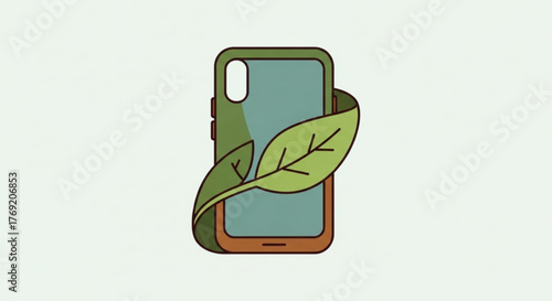 Ecofriendly phone case concept with a leaf design, promoting sustainable and environmentally conscious mobile accessories