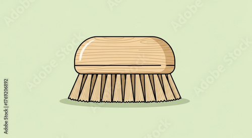 Wooden scrub brush with bristles for cleaning and scrubbing surfaces, a versatile tool for household chores and hygiene maintenance