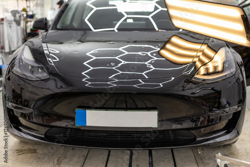 Hail Damage Car Repair with Reflection Light