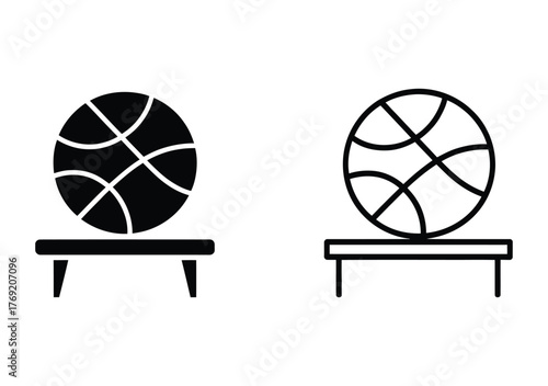 Dynamic basketball icon set for sports branding and athletic designs, perfect for team logos, game promotions, and fitness apps, showcasing energy and competitive spirit
