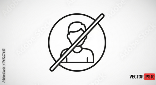 Illustration of a person icon with a line through it, symbolizing restriction, prohibition, or denial