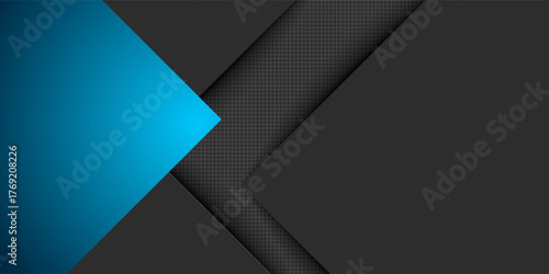 Blue triangle vector background arrow angle paper layer overlap on black space unusual modern material for text and message artwork background design