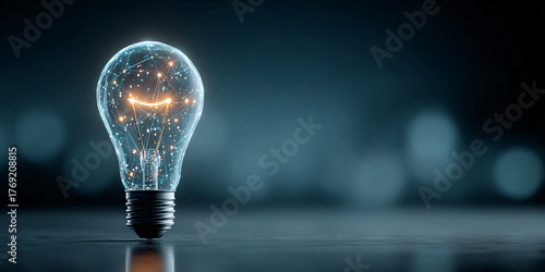 Professional Keynote Background Deep Blue Teal Light Bulb - Business Presentation