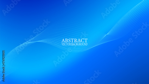 Abstract blue gradient background featuring thin, delicate white wavy lines for a modern, flowing, and ethereal design concept