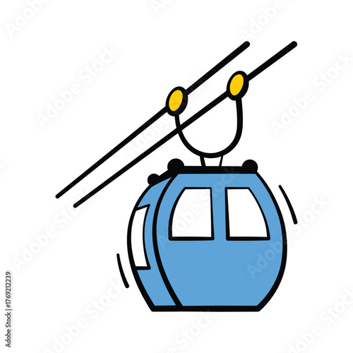 Trendy cable car icon, ski lift, mountain travel, or tourism transport