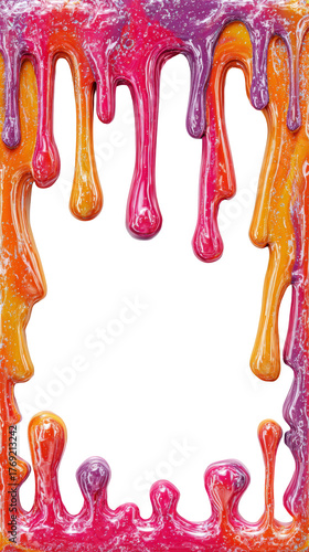 Colorful Dripping Paint Frame with Vibrant Orange, Pink and Purple Colors