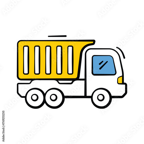 Well designed dump truck icon, Construction, mining, and heavy transport.