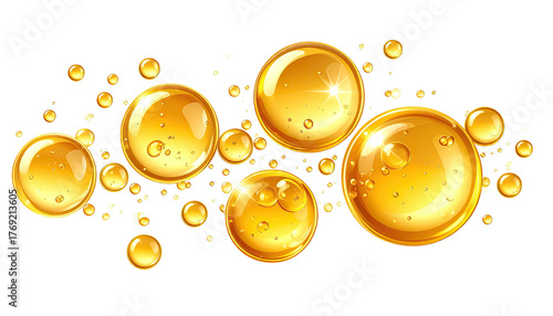 Wallpaper Mural Gleaming golden oil droplets floating against a black background Torontodigital.ca