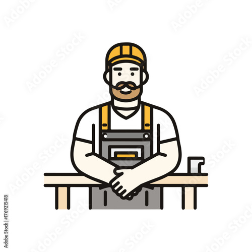 Sleek Carpenter Vector Illustration in Minimal Style