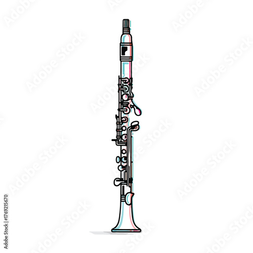 Sleek Clarinet Line Art Design Element