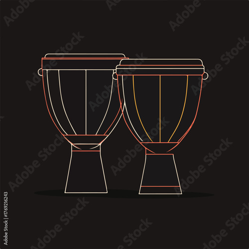 Simple outline of bongos in flat style