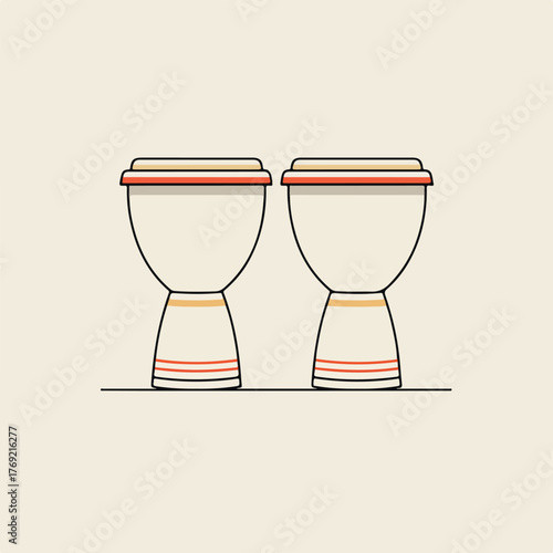 Sleek Bongo Drum Line Art Illustration
