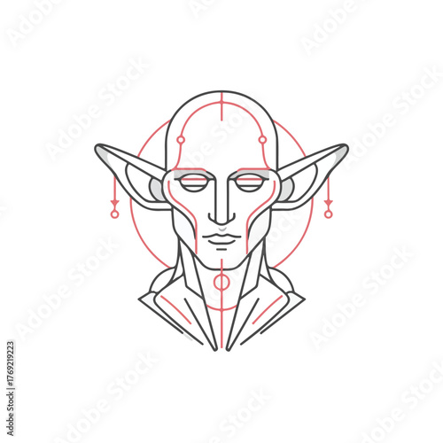 Elegant Elf Line Art Illustration