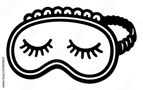 Simplistic sleep mask illustration with eyelash design for rest and relaxation.