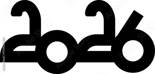 2026 new year logo. Christmas. Number of year text design. Design elements for greeting card, invitation, calendar, etc. Vector illustration.