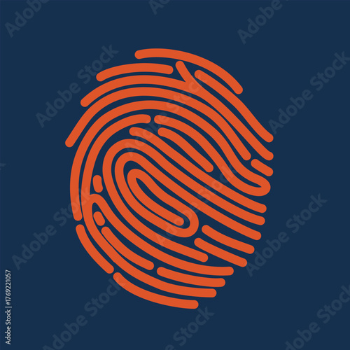 Cartoon vector illustration of a fingerprint, symbolizing identity as the uniqueness of an individual against dark background