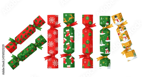Festive Christmas Crackers Set Colorful Holiday Fun
