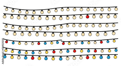 Holiday Lights String with Colorful and Warm Light Bulbs