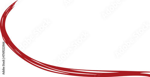 Red brush stroke curve isolated on transparent background